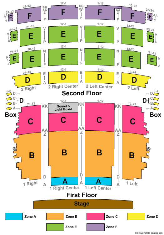 Riverside Theater - WI End Stage Zone Seating Chart